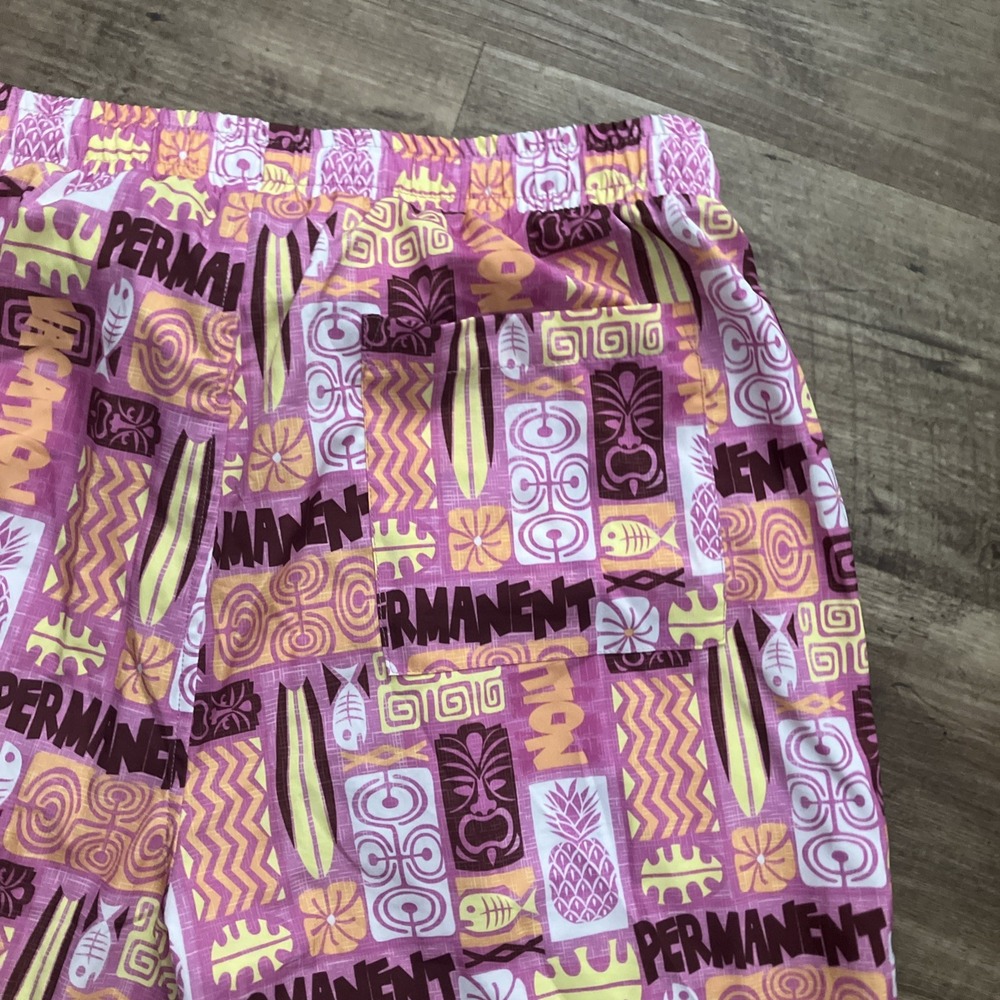 WeSC Mens XL Womens XXL Austin Tiki AOP Pull On Shorts Pink Tropical Unlined - Picture 4 of 11